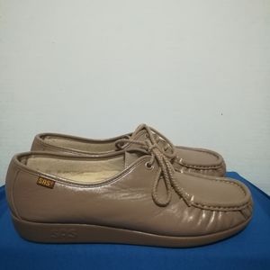 WOMAN'S SAS BEIGE LEATHER LACE-UP  MOC UP SHOES